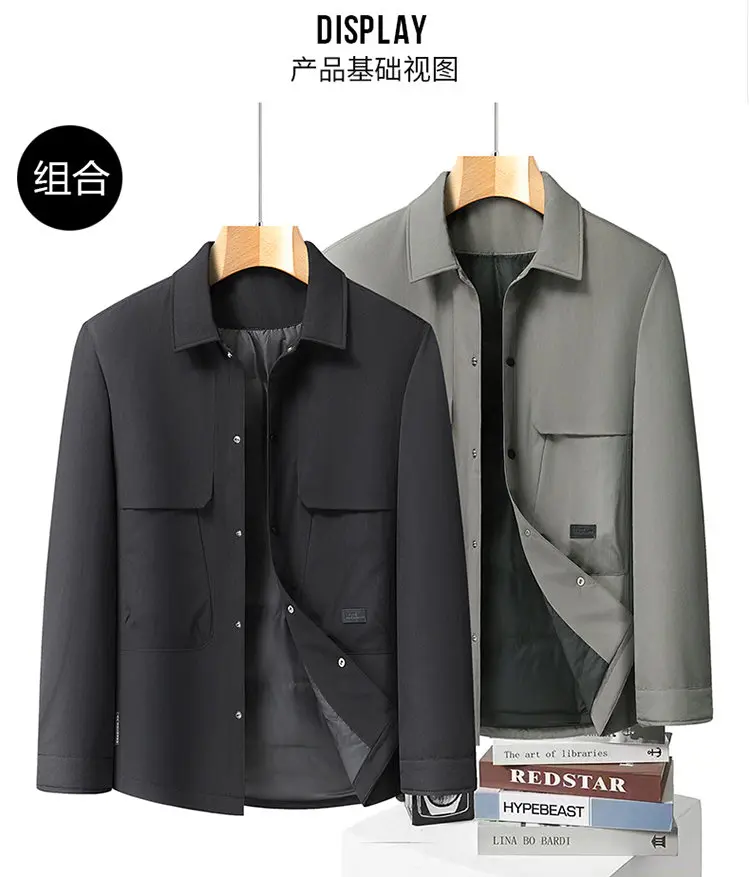 Lässige Herren Oversize Warme Einreihige Daunenjacke Winter Locker Sitzender Puffer-Mantel Winddichte Gepolsterte Oberbekleidung Parka – Detail 5