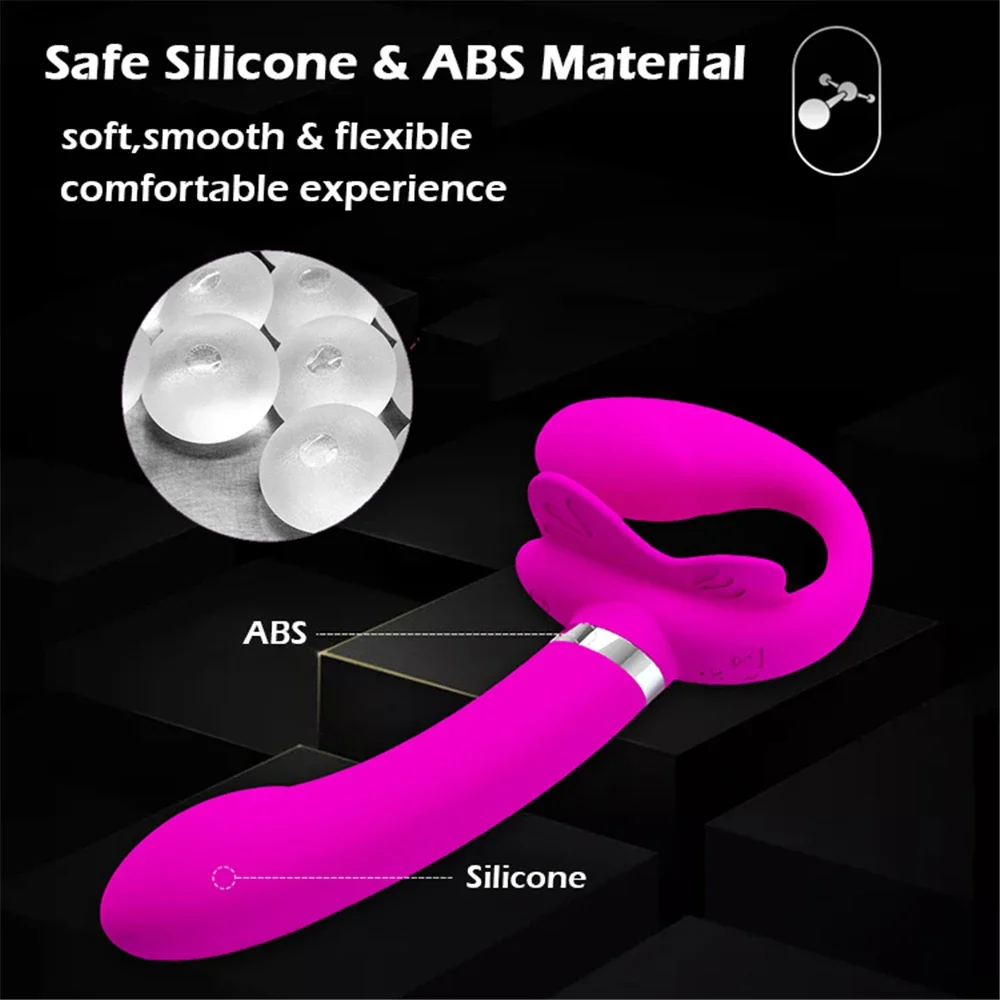 Strapless Strap-on Dildo Vibrators for Women Double-heads Vibrating Penis Lesbian Erotic Toys for Adult Sex Toys for Couples