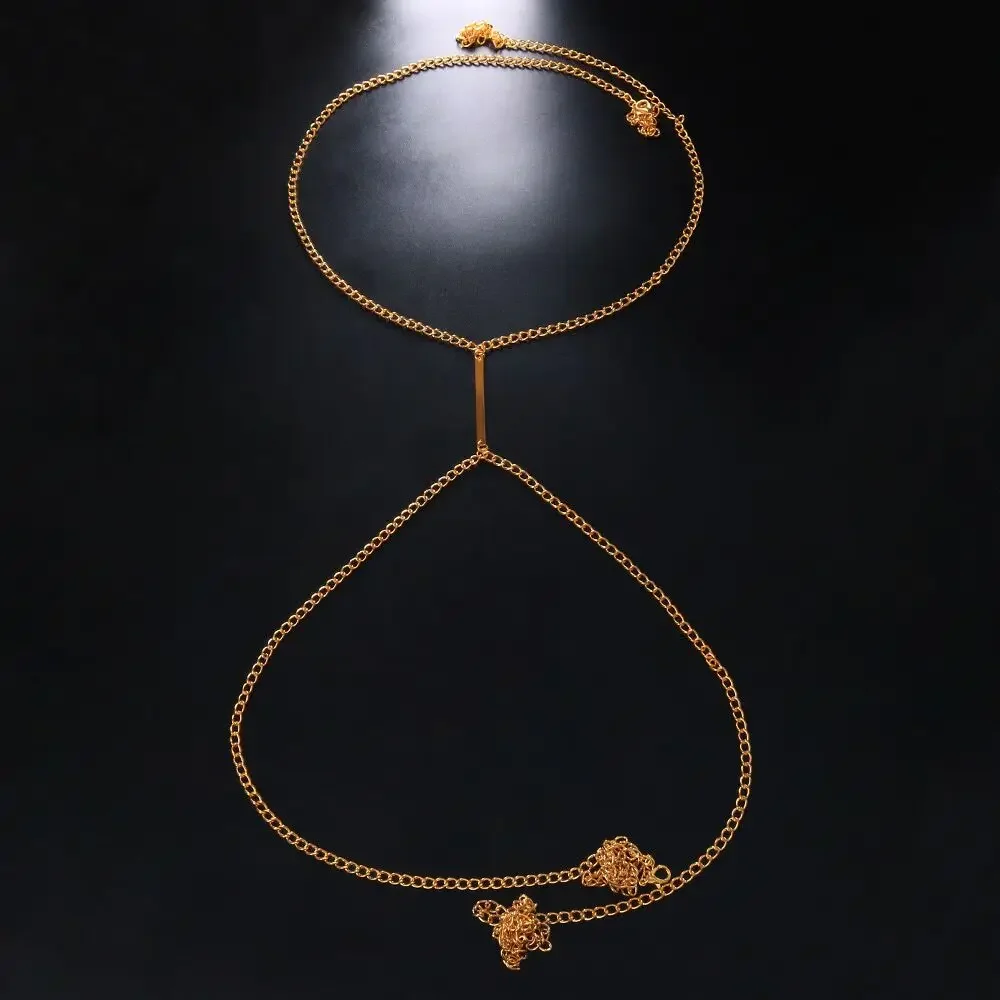 سلسلة الصدر المعدنية المثيرة للنساء ، تسخير بيكيني ، قمة الهذيان ، حمالة صدر الشاطئ الهندسية ، قلادة ، إكسسوارات الجسم ، هدايا المجوهرات