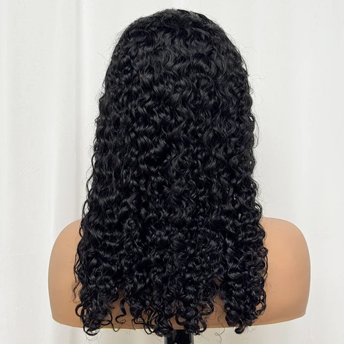 Imagen 2 del producto Pelucas de cabello humano rizado con ondas de agua de 18 pulgadas de densidad 250% de doble estiramiento peluca de cabello Frontal de encaje transparente 13x4 para mujeres