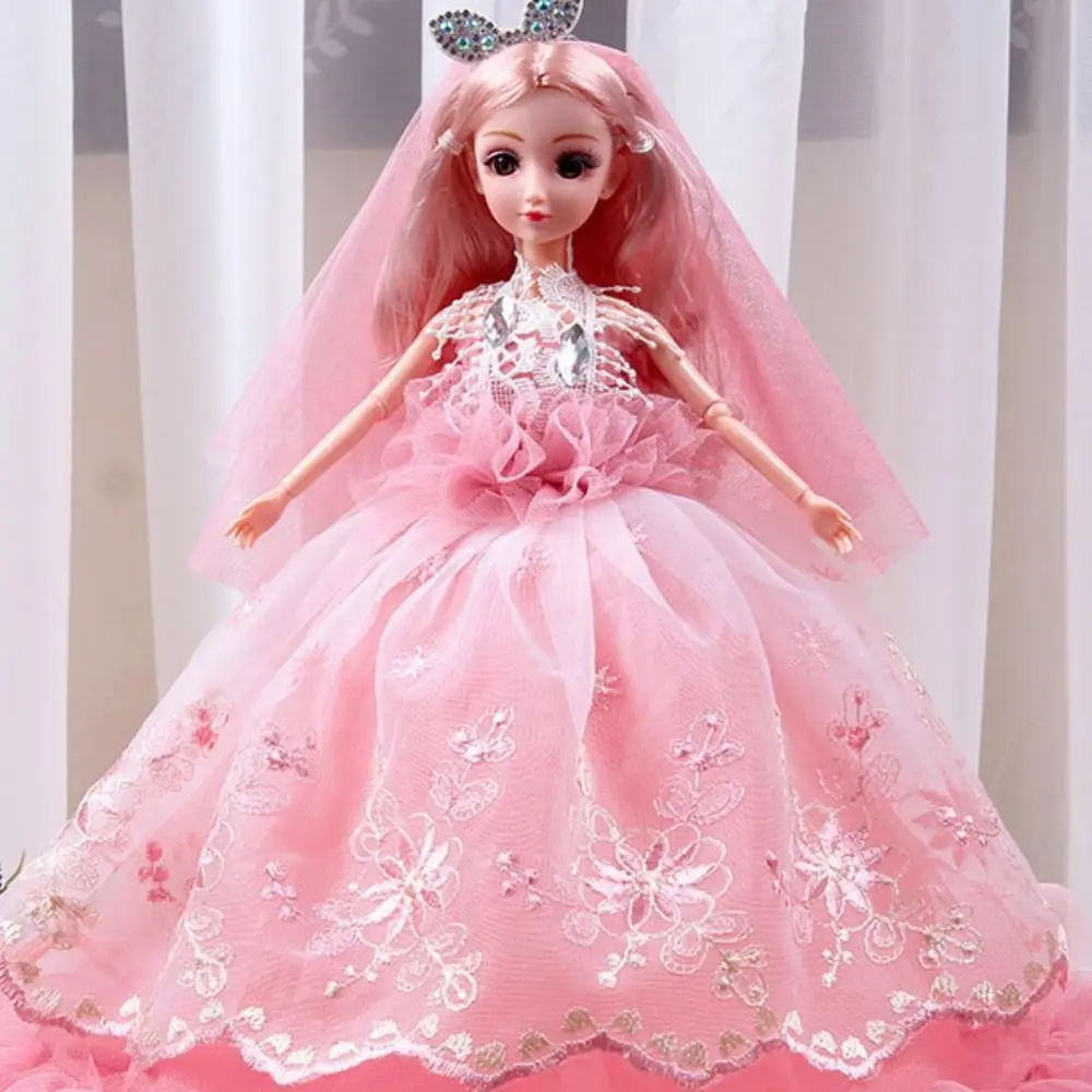 Vestido de novia de 45cm, muñeca BJD con ropa, vestido de novia de encaje, muñeca de princesa, muñeca con articulaciones extraíbles de moda bonita