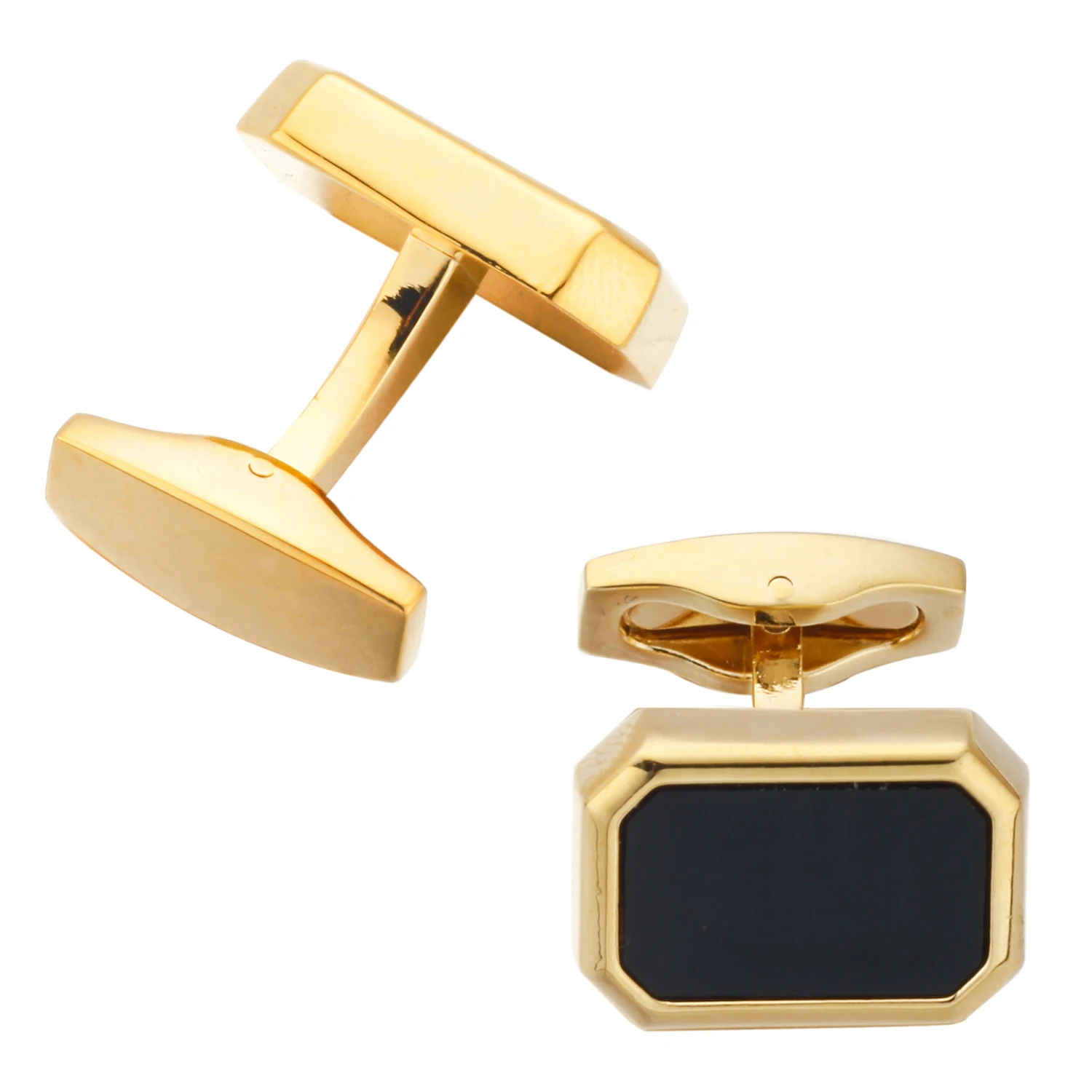 Quality Black Gem Square French Cufflinks Gold Color Cuff Links For Mens Gemelos Bouton Manchette