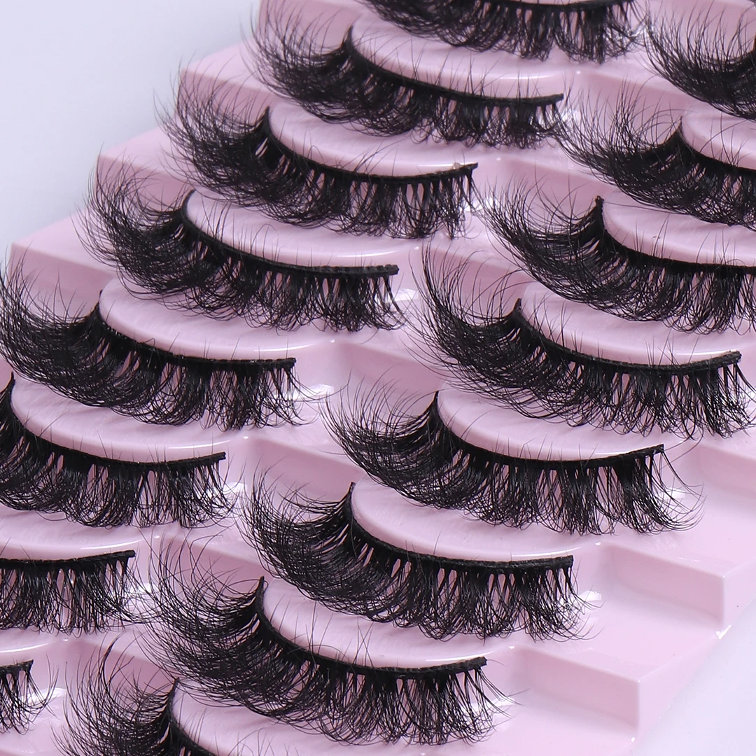 10 Paar voluminöse fluffy faux falsel ashes-luxuriöses Volumen, super weich und wieder verwendbar, natürlicher glamouröser Look