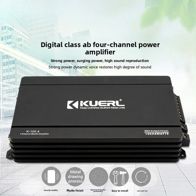 Durable 12V High-power AB Class 4-channel Car Audio Modified Amplifier Four-way Car Power Amplifier