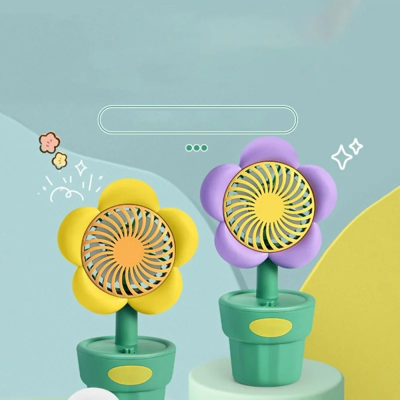 Mini Fan New Handheld Flower Shape Small Fan Portable Charging USB Cooling Appliances Adjustable Outdoor Small Fan