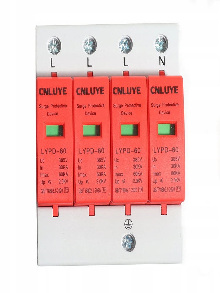 

AC SPD 4P 60KA 385V House Lightning Surge Protector Protective Low-voltage Arrester Device 30KA