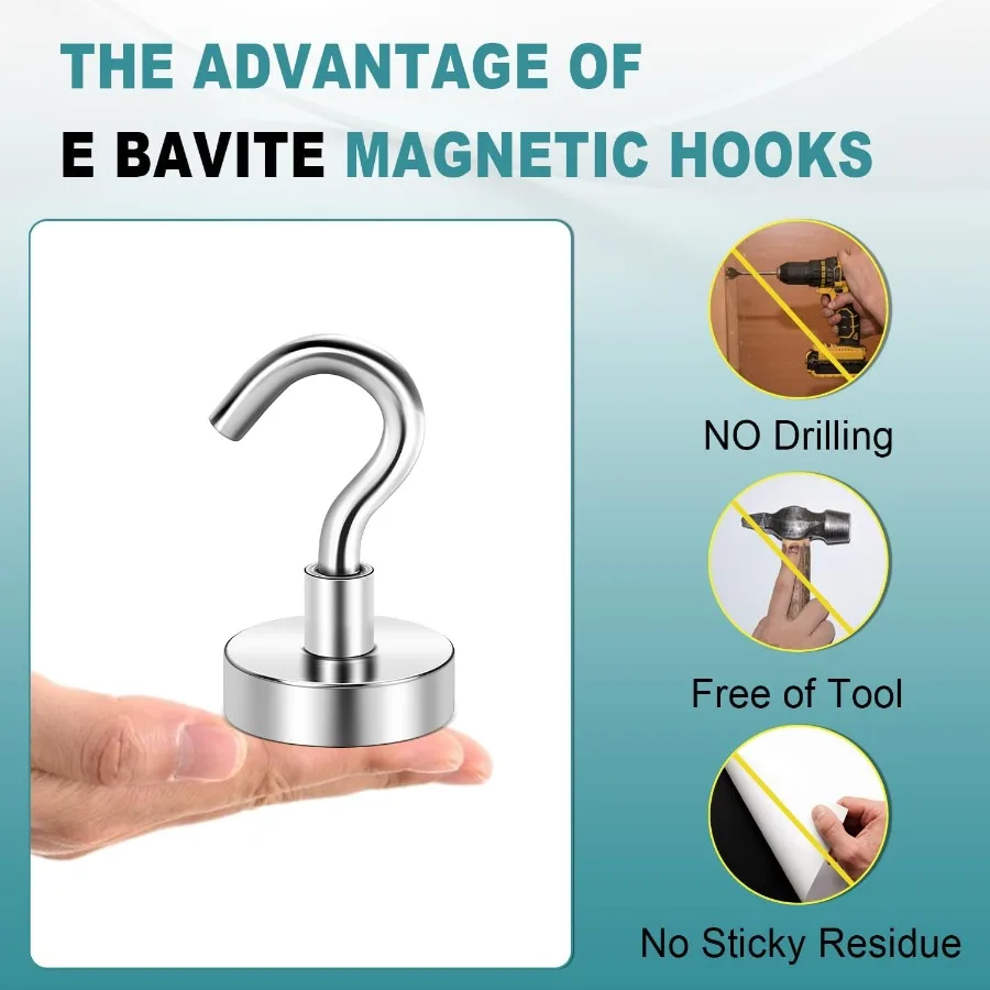 خطافات مغناطيسية شديدة التحمل 50 رطل خطاف مغناطيسي نيوديميوم قوي للمنزل والمطبخ والمكتب والمرآب بقطر 20 مم 0.78ih #2