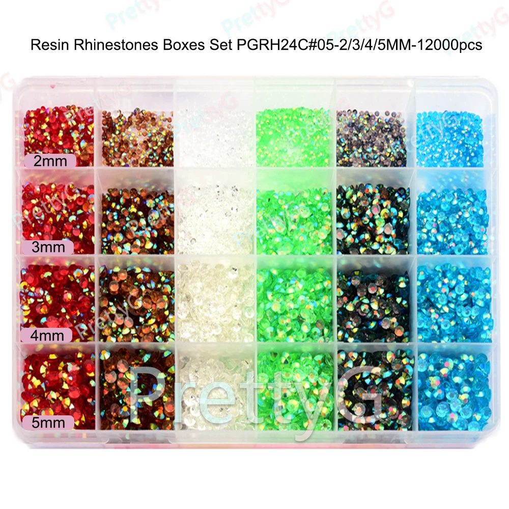 PrettyG 12 ألوان مجموعة الراتنج شقة الظهر حجر الراين السائبة DIY مسمار حجر الراين اكسسوارات DIY بها بنفسك هلام مسمار الفن تيدي بير تمثال