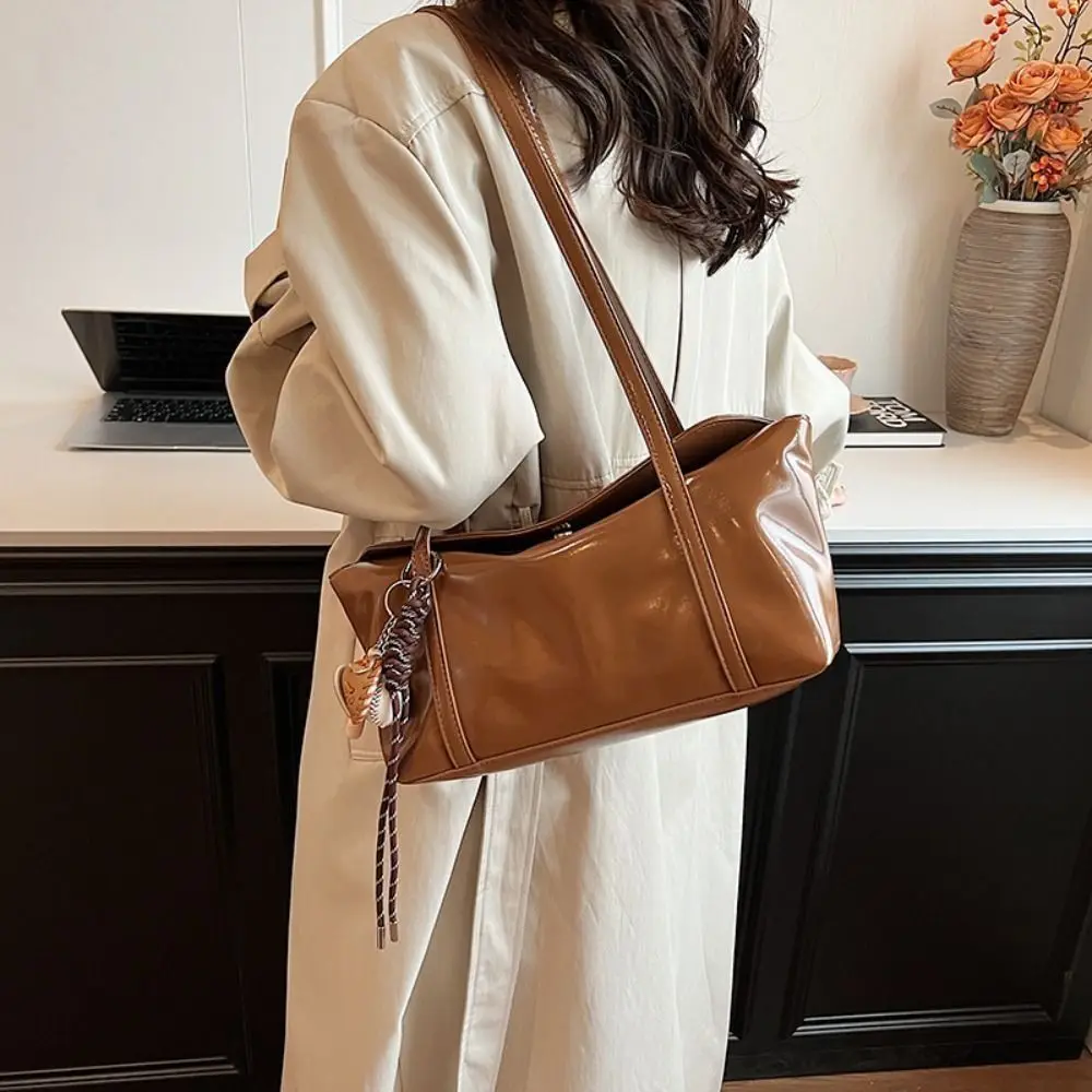 الكورية نمط بوسطن وسادة حقيبة بلون الأقلية تصميم الرجعية حقيبة تحت الإبط مع قلادة التنقل بو زلابية حقيبة المرأة #4