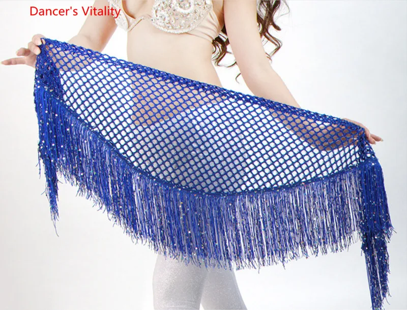 ใหม่ที่กำหนดเองHipผ้าพันคอBelly Danceเข็มขัดรูปสามเหลี่ยมกระโปรงSequins + Tassels Multicolorจัดส่งฟรี