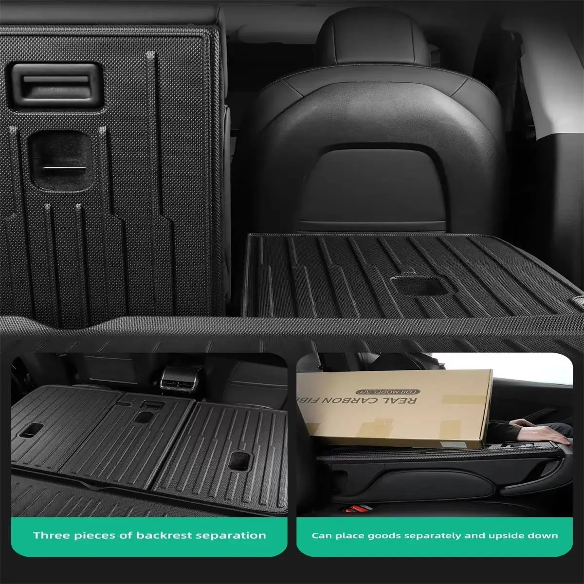 LUCKEASY for Tesla Model Y Launch Juniper 2025 2026 Rear Trunk Seat Backrest Cushion Anti-Kick Mat Car TPE Trunk Protection Pad 썸네일 3