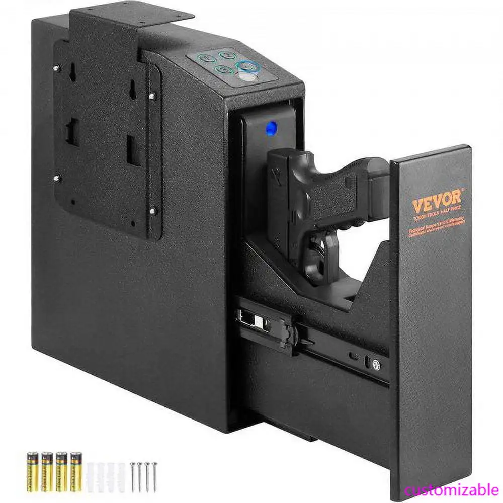 

Mounted Gun Safe for Pistols, Biometric Gun Safe with Three Quick Access Ways of Fingerprints, Passwords and Keys, Handgun Safe