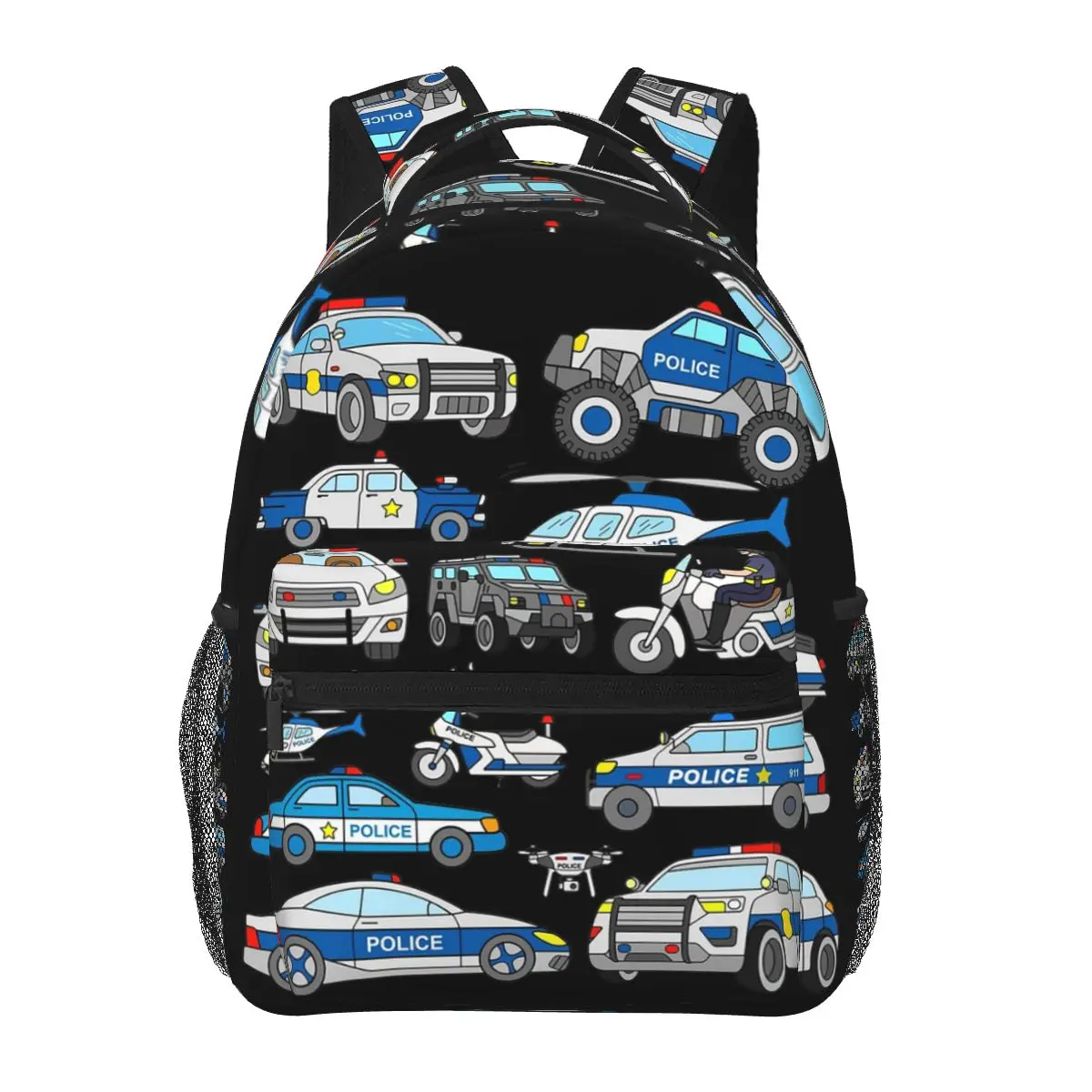 

Police Car Design Backpacks Boys Girls Bookbag Students School Bags Cartoon Travel Rucksack Shoulder Bag Large Capacity