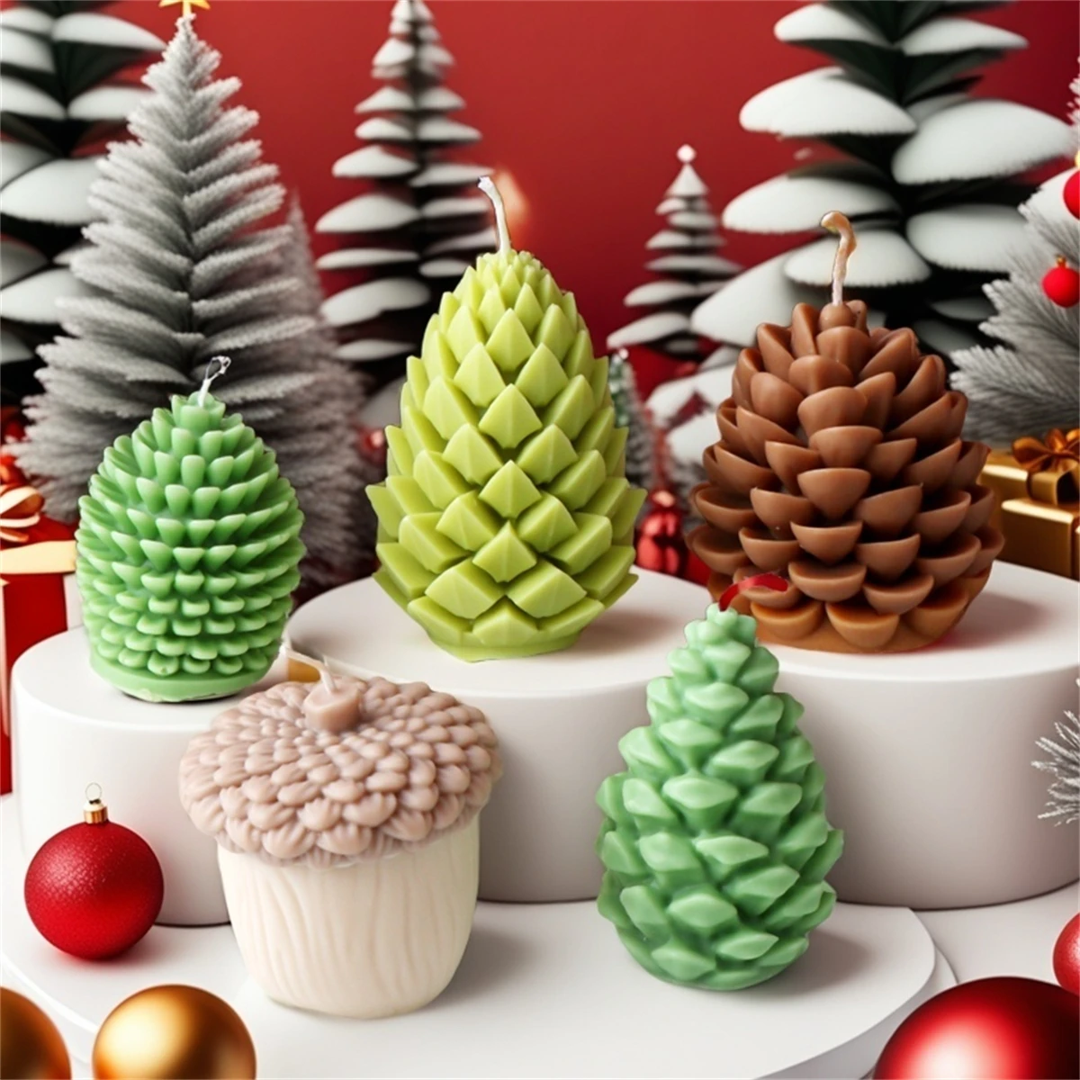 3D Pine Cone Silicone Candle Mold DIY Christmas Pinecone Aromatherapy Plaster Candle Making Mold Acorn Cone Handmade Home Decor