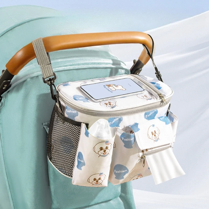 

Multifunction Baby Pram Organizer Oxford Cloth Waterproof Baby Stroller Hanging Bag Large-capacity Diaper Bottle Storage Utili