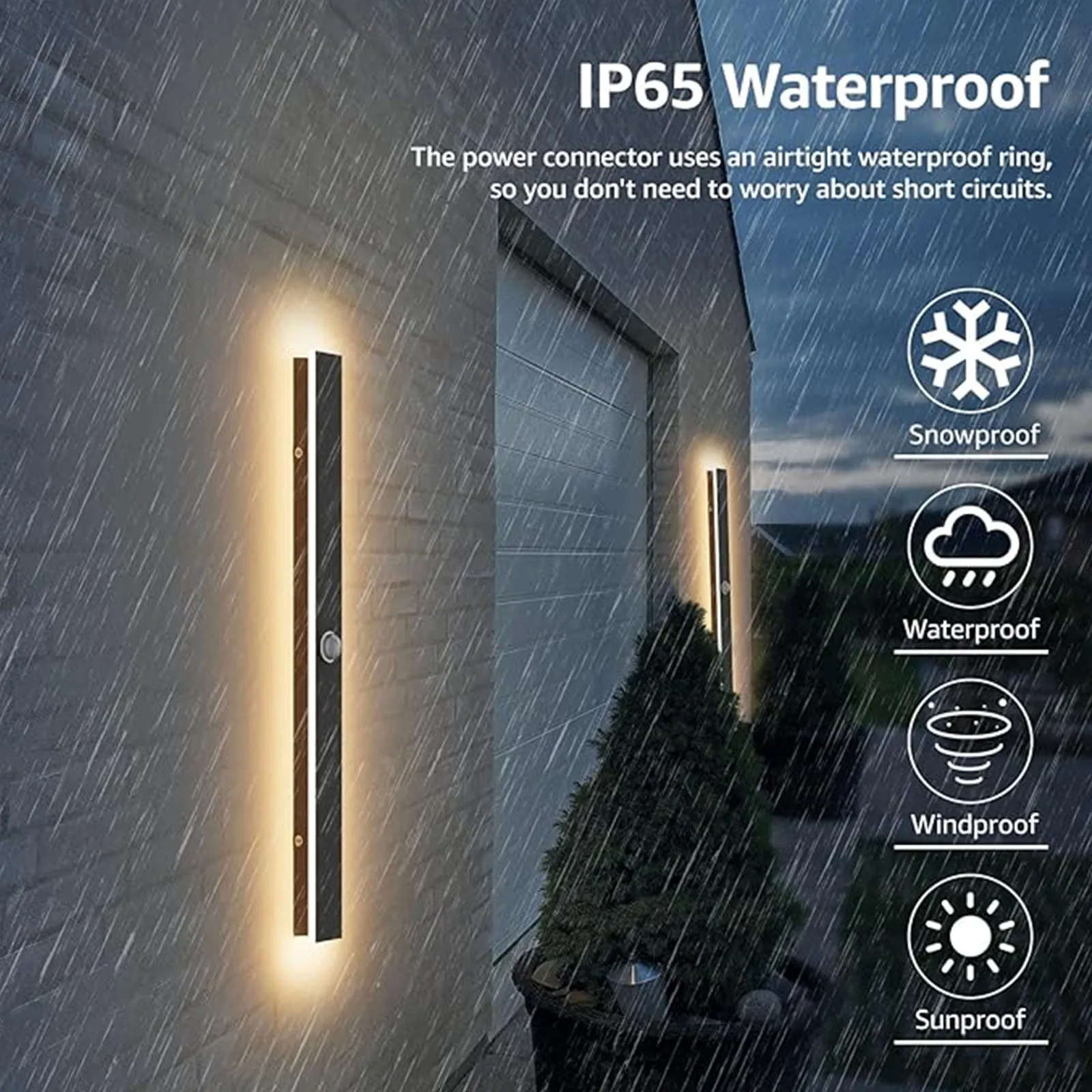 Waterproof Wall Light Outdoor With Motion Sensor Long Wall Lamp AC85-265V Garden Villa Porch Decor Lighting for Garage Courtyard