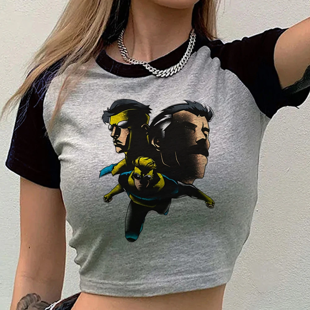 Invincible crop top women anime emo grunge jojifuku tshirt kawaii harajuku manga cheap 2000s