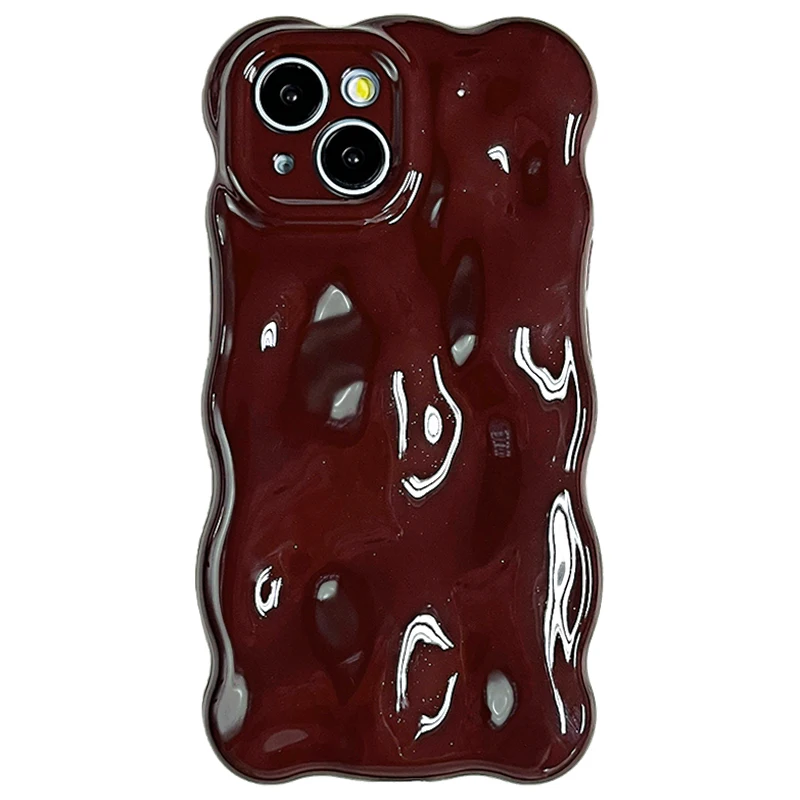 Weinrotes, glänzendes Handycover mit Wellenmuster für iPhone 16, 18 Pro Max, 17 Air, 15, 13, 14, 12, 11, 16 Plus, stoßfestes TPU-Handyhülle. – Detail 14