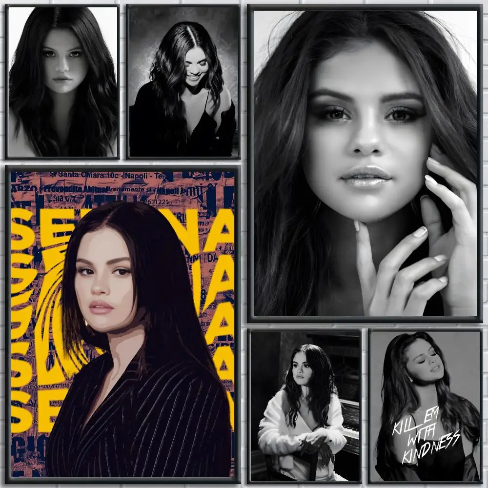 Singer S-Selena Gomez Painting Calligraphy Wall Art Canvas Poster Premium Home Decor Print for Living Room Bedroom