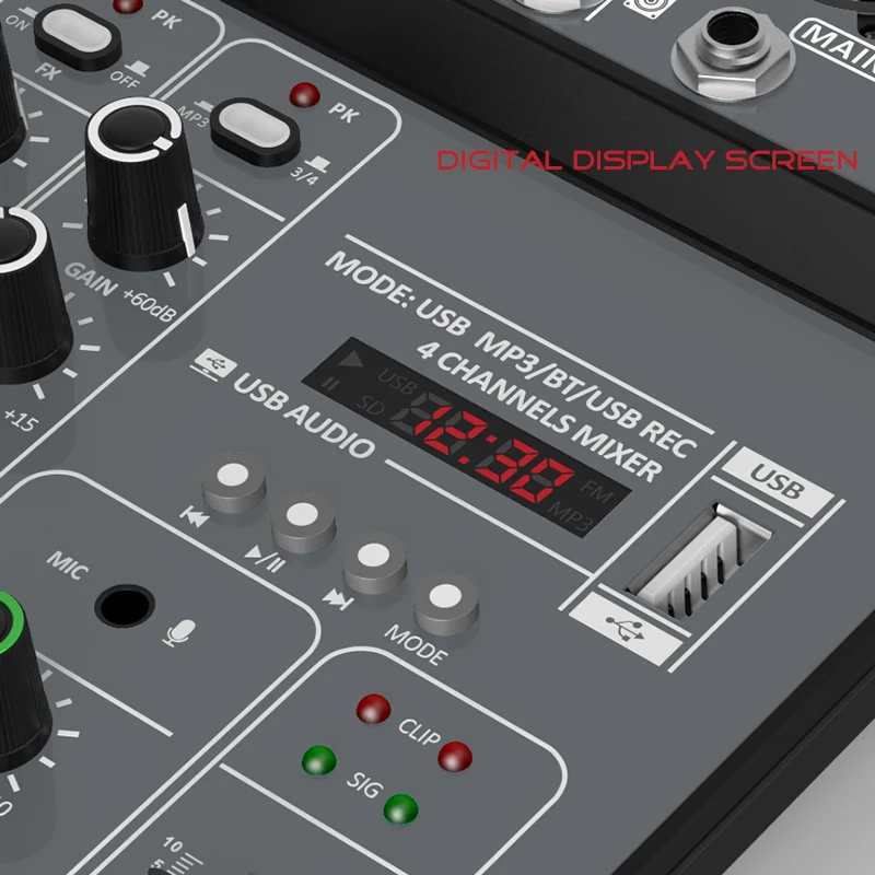 4 Channel Audio Mixer 48V Phantom Power USB Studio Sound Mixers Bluetooth DJ Console Mixing for Karaok - view 4