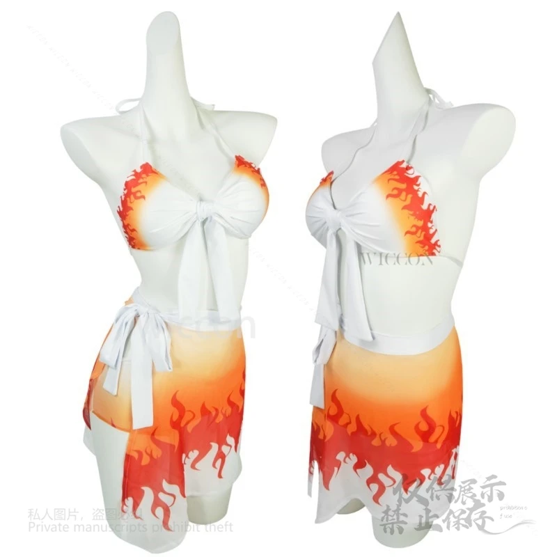 【Miss Sakura】Kanroji Mitsuri Maiô Cosplay Tanjirou Kamado Sexy Mulheres Swimwear Nezuko Vestido Uniforme Terno de Verão