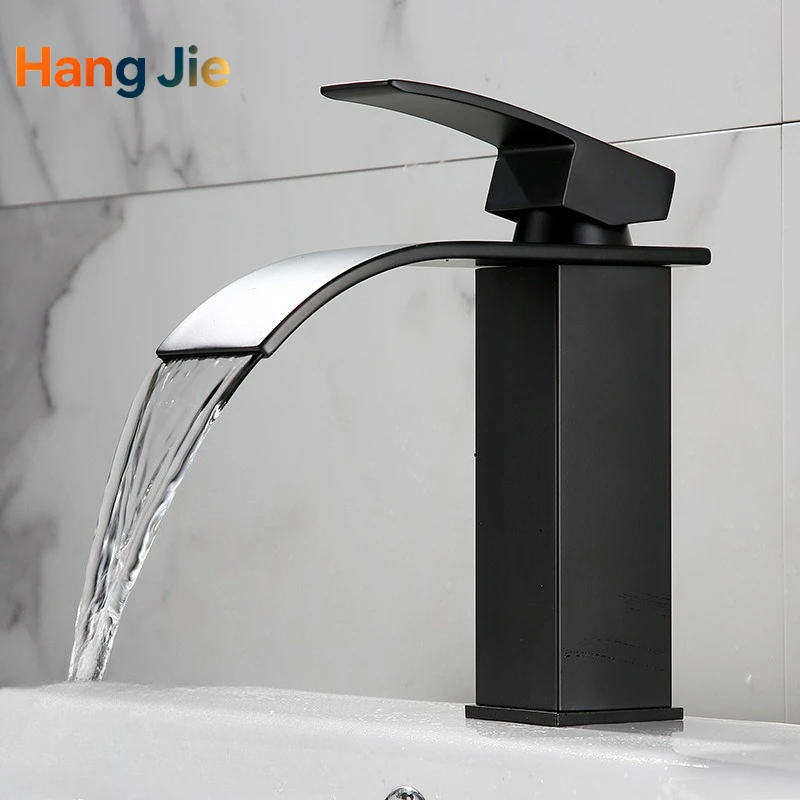 Modern European Style Basin Wide Spout Hot & Cold Water Faucet, Black / Chrome,Stainless Steel Faucet, Multiple Styles Available