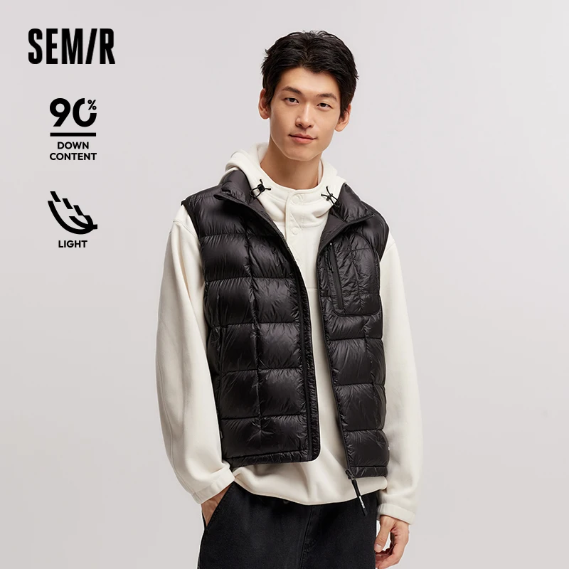 Semir Down Vest Men 2024 New Winter Couple's Printed Stand Collar Outerwear Portable and Foldable