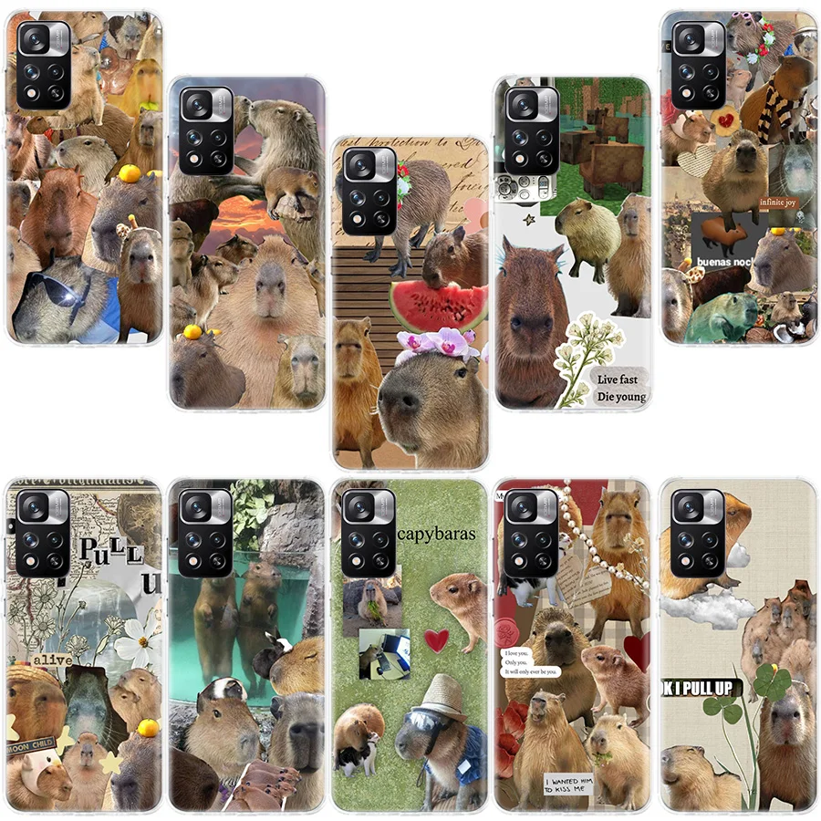 

Funny Capybara Phone Case For Redmi Note 13 12 Pro Plus 14 15 Pro 5G 11 11T 11E 11S 10 Pro 10S 9 9S Cover Cell Clear TPU Capa Ca