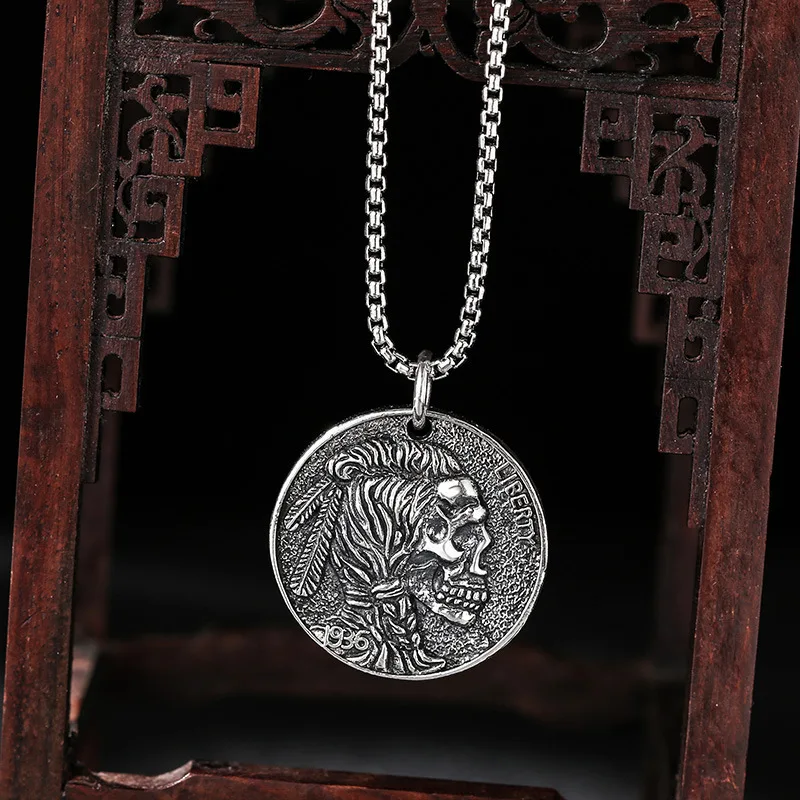 WholeSale S925 Sterling Silver jewelry faShion StyliSh retro Skull chief trendyy men'S and women'S pendant trendy