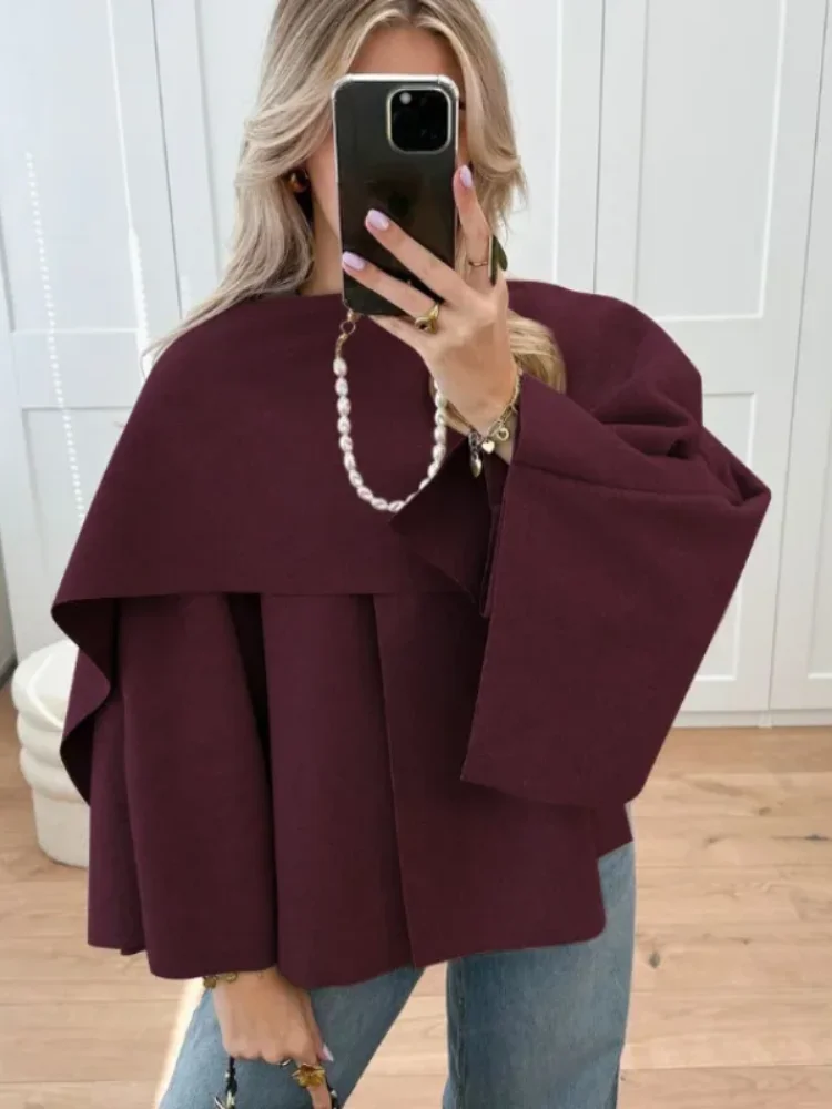 Woman elegant Burgundy Scarf Collar Knitted Cardigan Fashion Long Sleeves single breasted jacket 2025 summer lady chic Outerwear