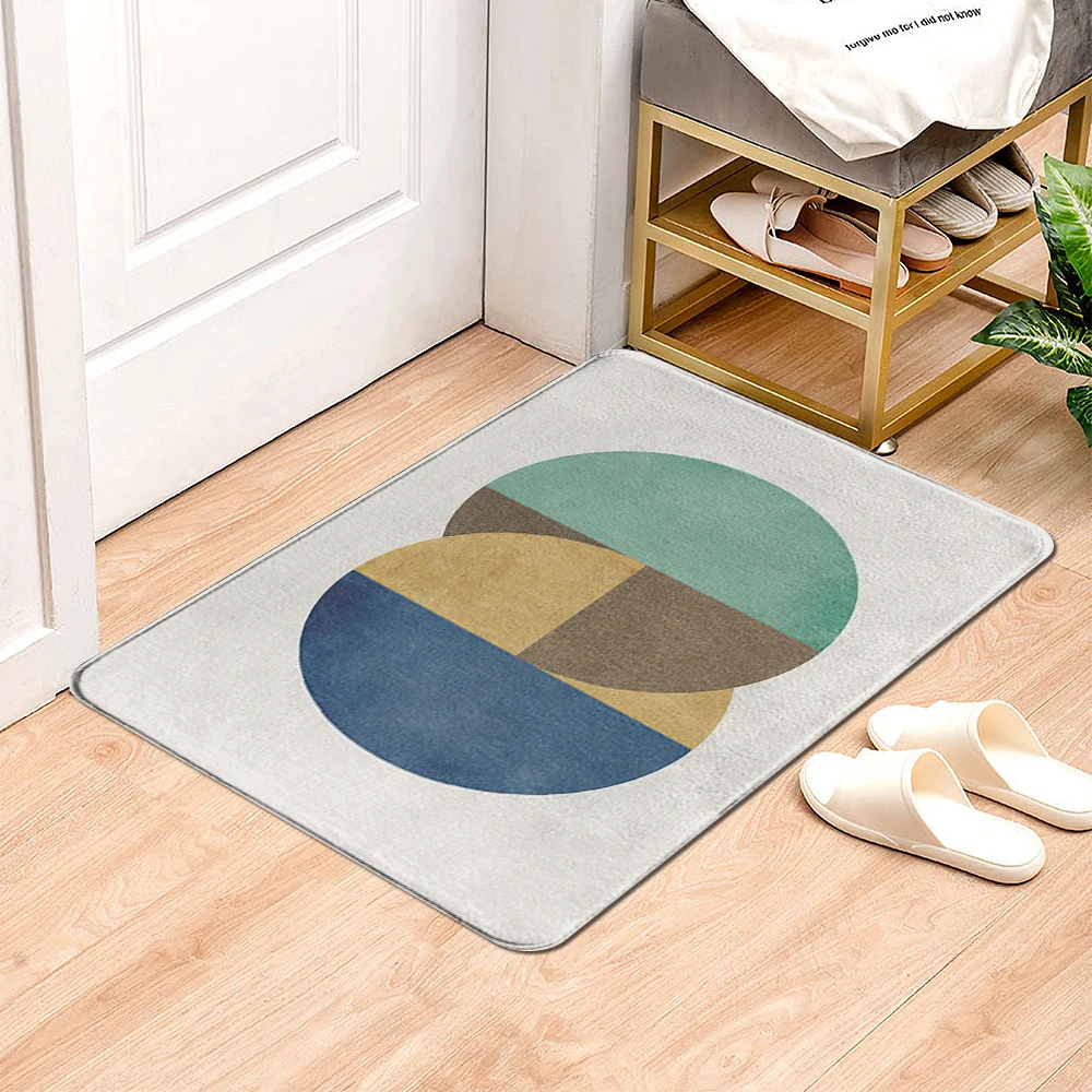 Color Geometric Anti Slip Bathroom Doormat Furry Carpet Floor Rug Bath Kitchen Living Room Entrance Door Mat for Foot mat