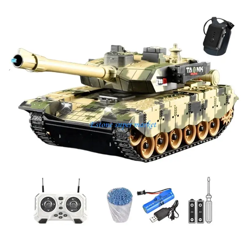 090B Remote Control Water Bombs Tanks Toy with LED Light and Tracked Chassis for Adult Kids Outdoor Indoor Combat Roleplay Game