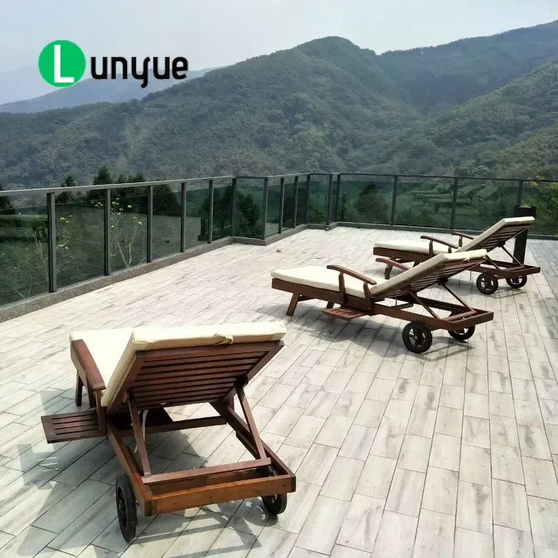 Modern Sustainable Teak Outdoor Adjustable Reclining Chair Wooden Armrest Recliner for Patio Garden
