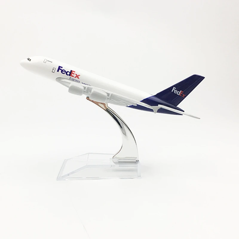 16CM Airplane Model FedEx Cargo Logistics Airbus A380 Airlines Aircraft Diecast Metal Plane Model Toy Gift Collectible