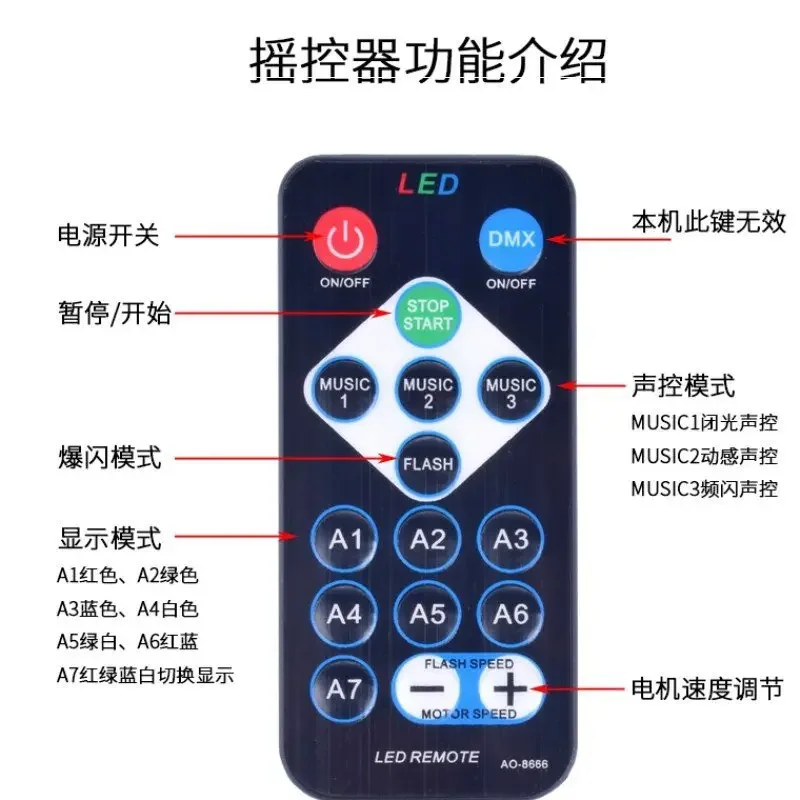 3-bead Magic Ball Rotating Stage Light with Suction Cup RGB Disco Light LED Projection Light Remote Control Car Atmosphere Light