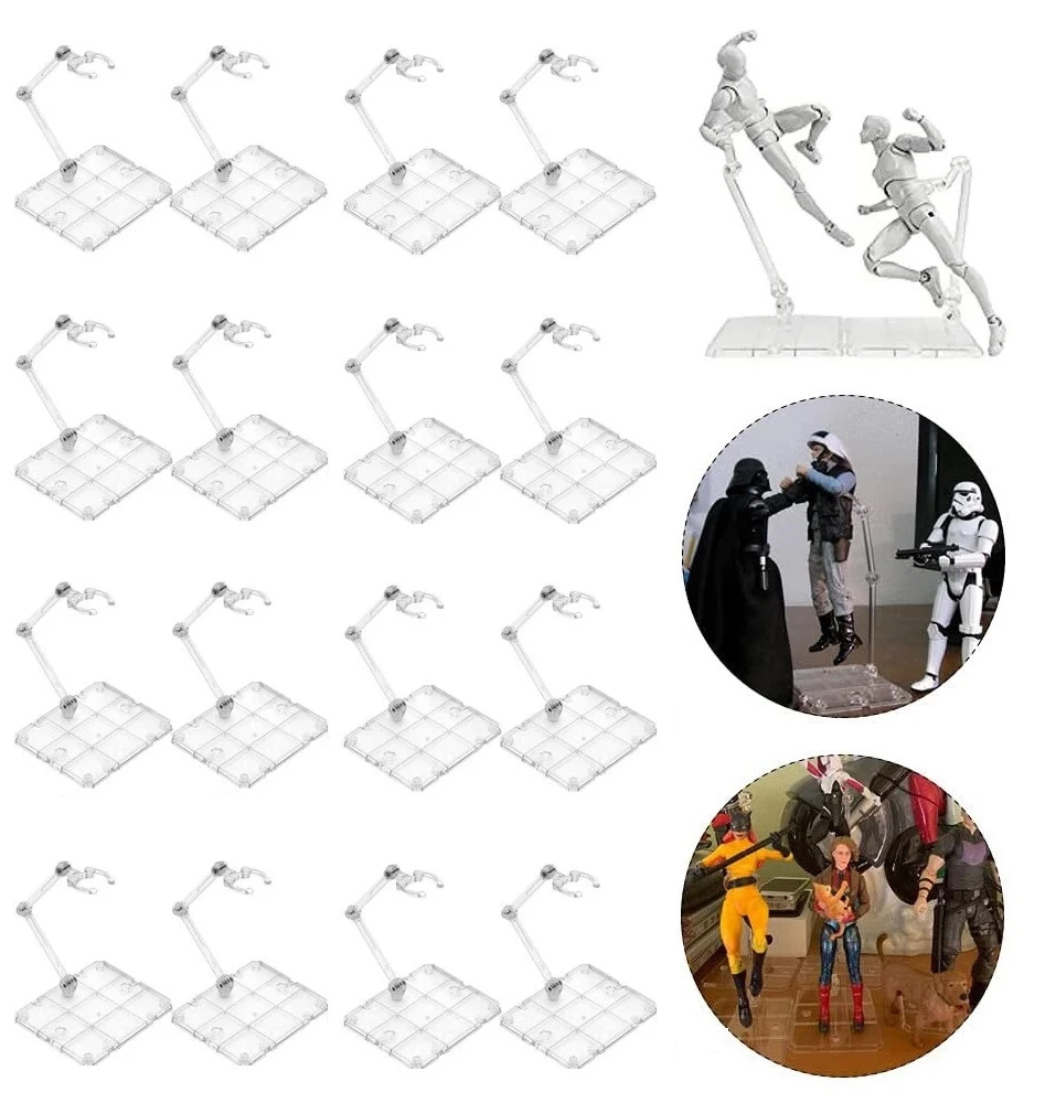 Clear Action Figure Stand Base,Assembly Figure Display Holder Doll Model Support Display Stand for HG RG SD SHF Gundam 1/144 Toy