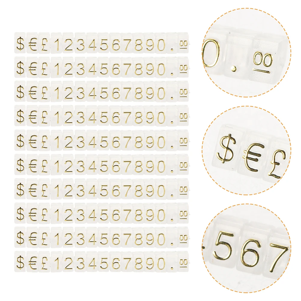 

10 Strings Price Tag Display Stand for Vendors Retail Pricing System Adjustable Label Block Jewelry Plastic Prices Signs