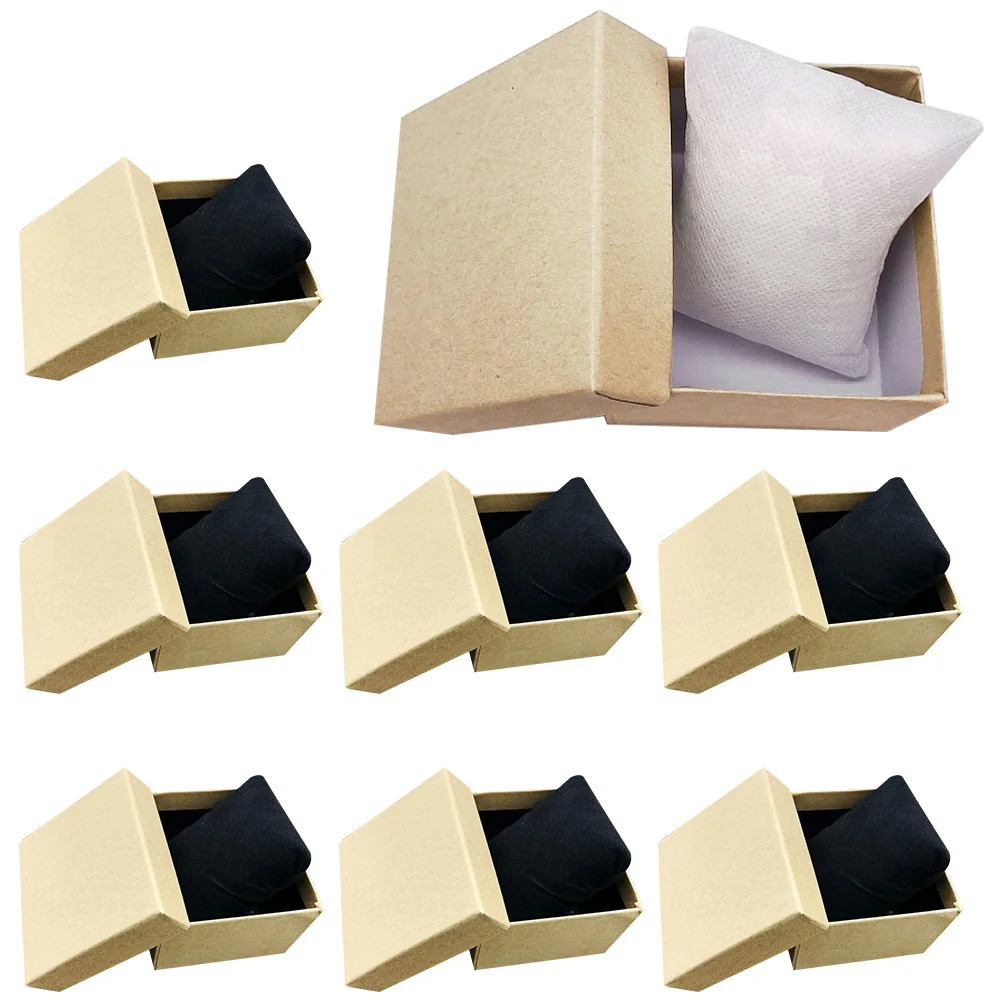 

8pcs Box Watch Storage Small Light Travel Jewelry Storage Case Cotton Watch Gift Case Cardboard Holder Gift Box