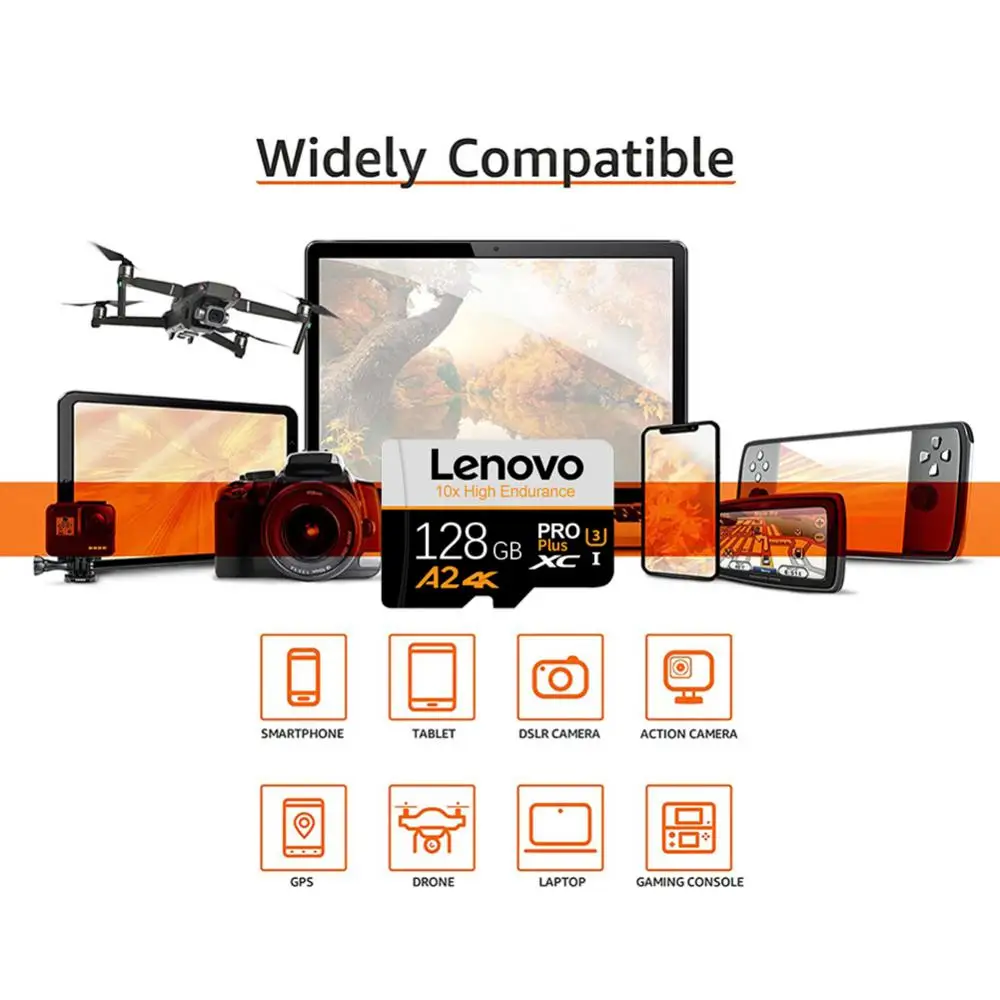 بطاقة ذاكرة لينوفو ميكرو ، بطاقة SD صغيرة للهاتف ، كاميرا ، كمبيوتر شخصي ، جيجابايت ، 10000 جيجابايت ، 1 من من من من الدرجة الأولى ، 2 من الدرجة العاشرة ، فلاش تي في ، أصلي