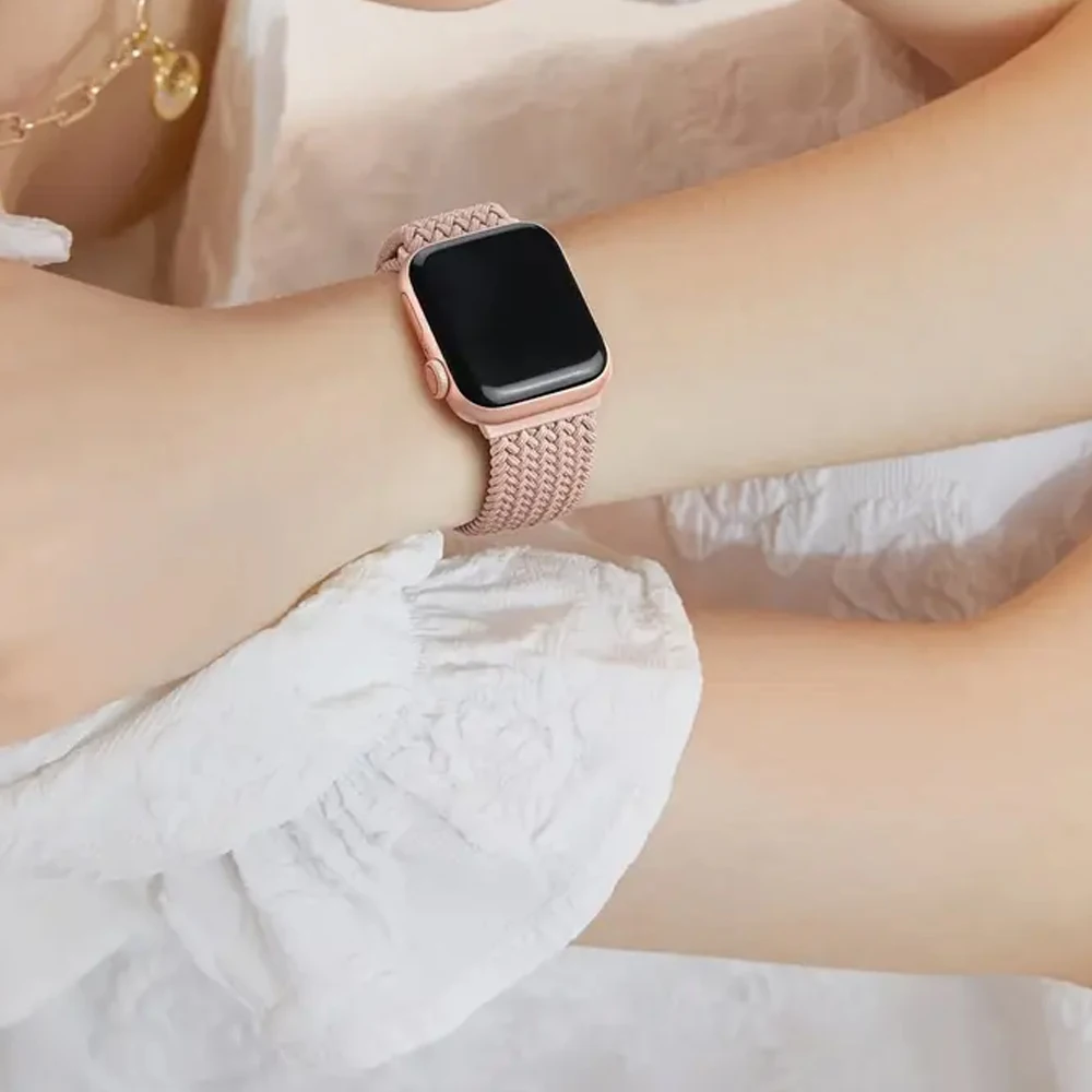 Pulseira elástica tecida para apple watch band 40mm 41mm 42 44mm 45 46mm 49mm pulseira de náilon para iwatch série ultra 10 9 8 se 7 6 5 4