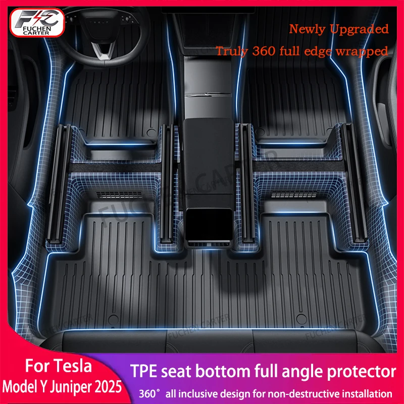 

For Tesla ModelY Juniper2025 TPE Under Seat Corner Guard Front Rear Seat Slide Rails Rails Protector Kit Car Interior Accessorie