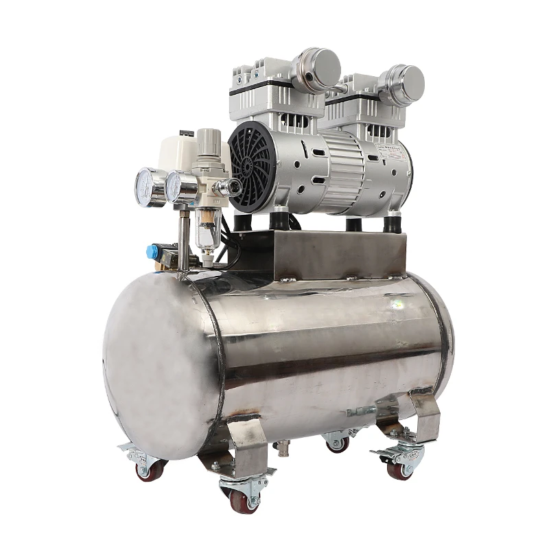 

Stainless Steel Gas Tank Small-Sized Air Compressor Food Wine Chocolate Sandblasting Oil-Free Bass Air Compressor