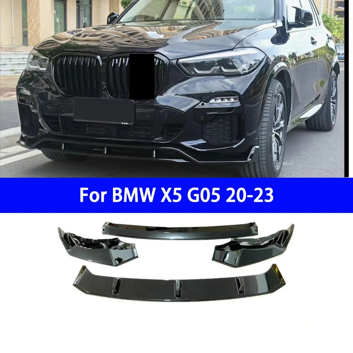 

Suitable for BMW X5 G05 20-23 Black Knight Model, Front Lip, Front Shovel, Glossy Black Water Transfer Printing 4-stage Design