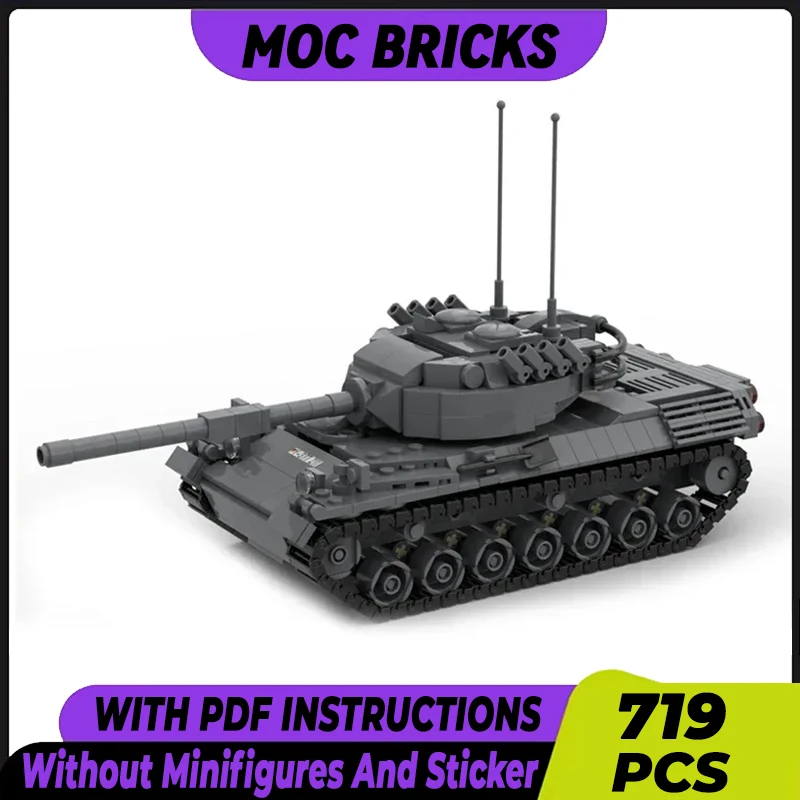 Military Armored Car Model Moc Building Bricks Leopard 1 Tank Technology Modular Blocks Gifts Christmas Toys DIY Sets Assembly