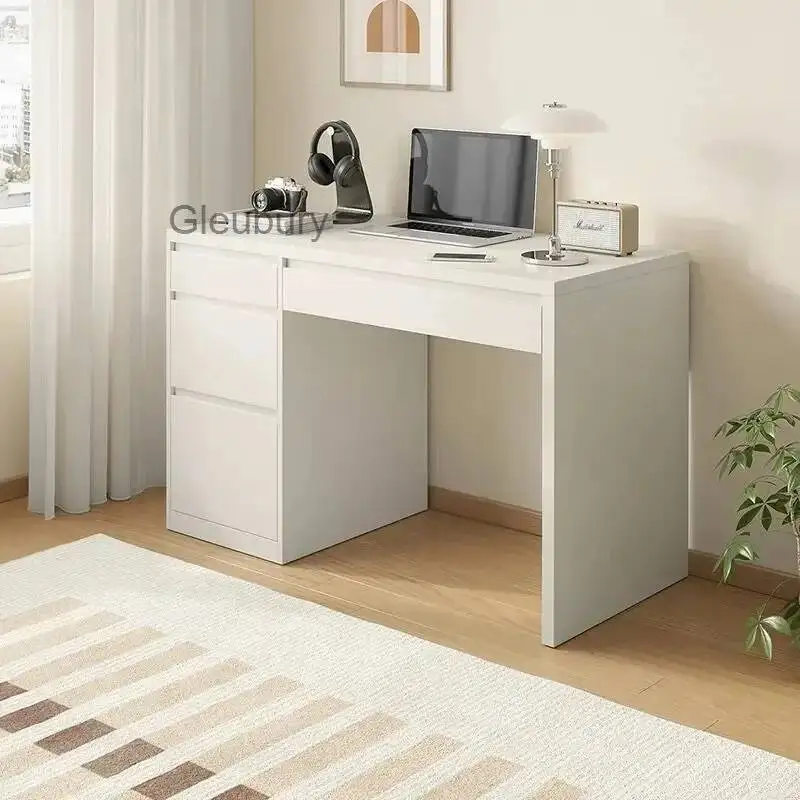 

White Standing Office Desk Wooden Modern Small Study Storage Cute Office Desk Minimalist Drawer Mesa Ordenador Home Furniture