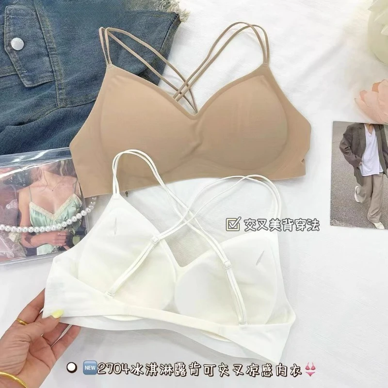 ملابس داخلية عميقة يغرق بأشرطة خلفية متقاطعة للصيف، كوب رفيع غير مرئي، حمالة صدر قابلة للتعديل لدعم الظهر على شكل حرف U، راحة رائعة #1