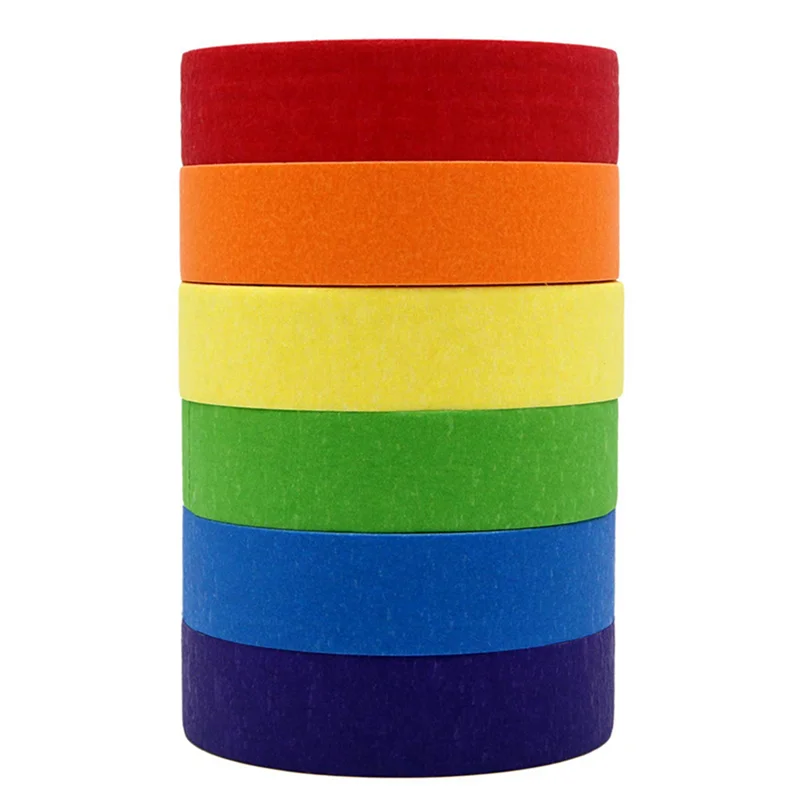 6X Colored Masking Tape,Colored Painters Tape For Arts And Crafts, Labeling Or Coding - Masking Tape (2.4Cm X 12M)