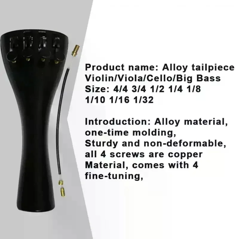 Carbon Fiber Violin/Viola Tailpiece With Tailgut Rope Fine Tuners 4/4 3/4 1/2 1/4 1/8 1/10 Size Violin Accessories