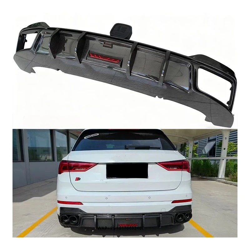 

For New forAudi Q3 Dry Carbon Rear Lip Bumper with Exhaust Cut-Outs