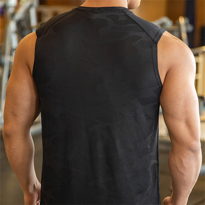 Men\'s Sports Bodybuilding Tank Tops Quick Dry Vest Gym Running Breathable Sleeveless Shirts Training Fitness Underwear Shirt Man